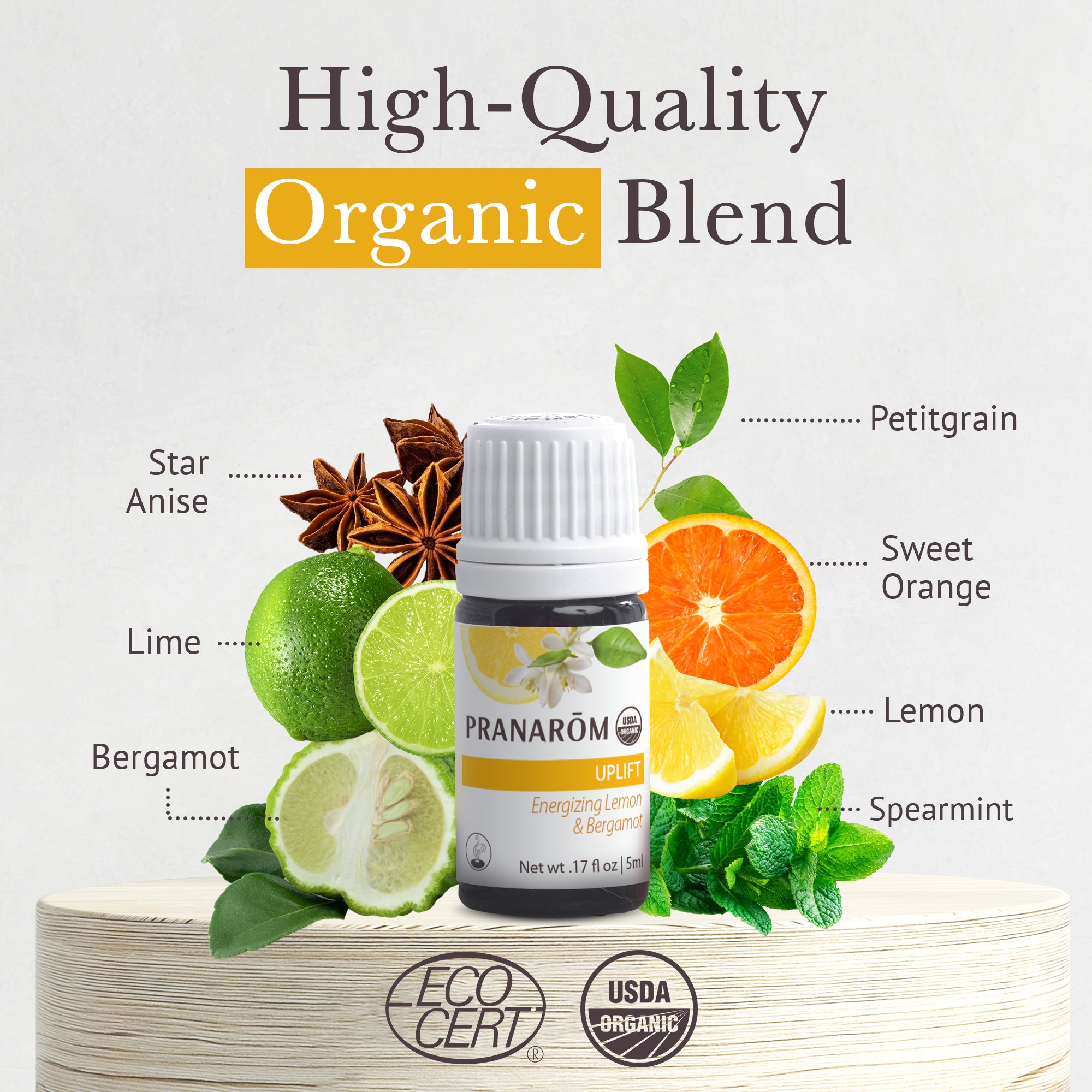 Uplift Essential Oil Diffusion Blend - Organic | Pranarôm