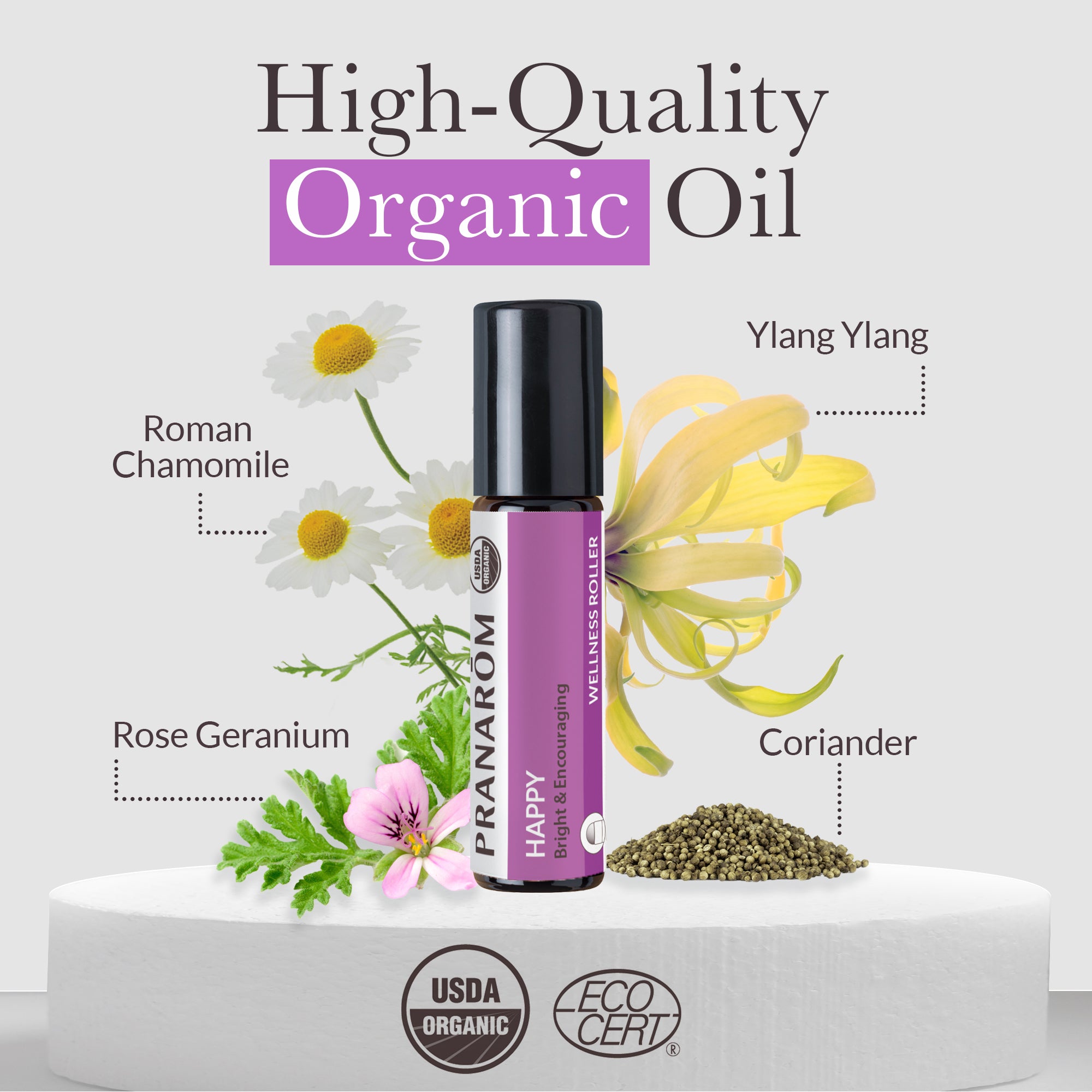 Happy Mood Roller Essential Oil Wellness Blend - Organic | Pranarôm