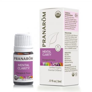 Pranarom Certified Organic Mental Clarity Wellness Formula bottle and box.